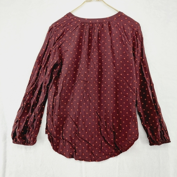 LOFT Outlet Crimson Brown Red Dots Pattern Tunic Women Top Blouse P1641 - Picture 6 of 7